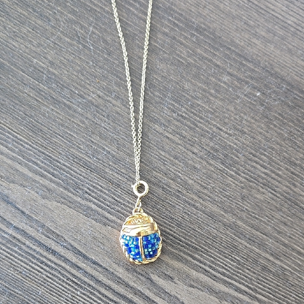 Gold and Blue Pendant Necklace
